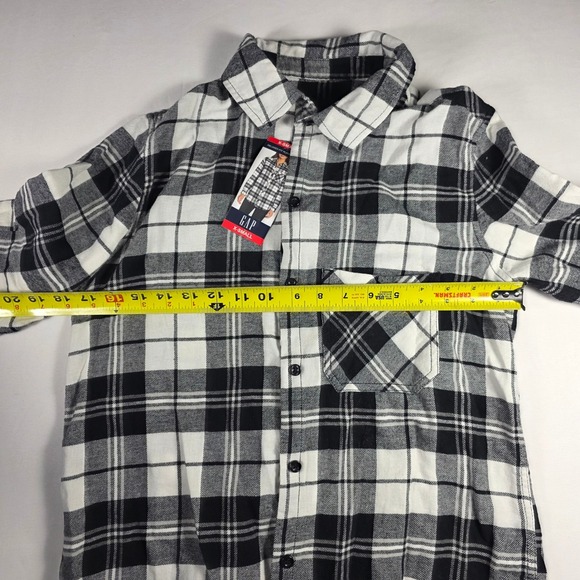 GAP Women's Relaxed Fit Flannel‎ Shirt Black White Plaid X-Small NWT - Picture 5 of 9